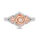 Crystal Rose Split Shank Ring in Titanium steel and Rose Copper and zinc alloy