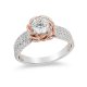 Crystal Rose Frame Engagement Ring in Two-Tone Copper and zinc alloy
